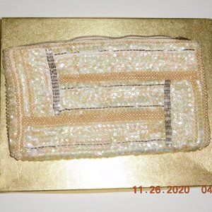 VINTAGE PEARL AND SEQUIN EVENING BAG